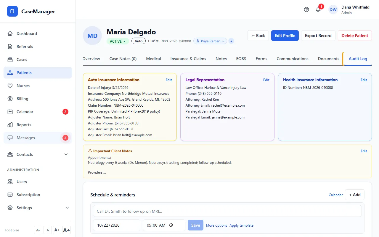 Step 1: Open the patient and click the Audit Log tab.