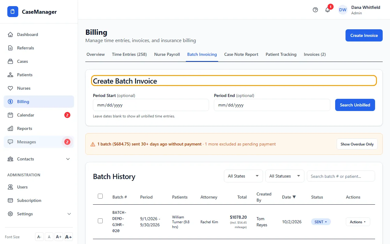 Step 1: Open Billing and click the Batch Invoicing tab.