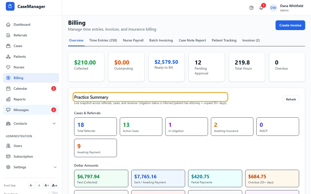 Step 1: Open Billing. The Overview tab opens first.