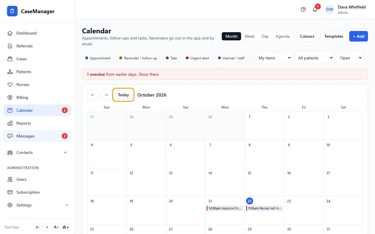 Step 1: Open Calendar. It opens on your own items (My items) for this month.