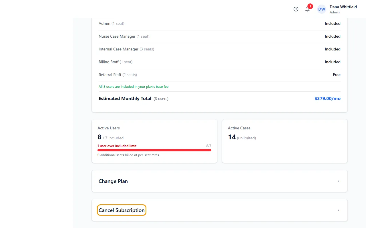 Step 1: Open Administration > Subscription.