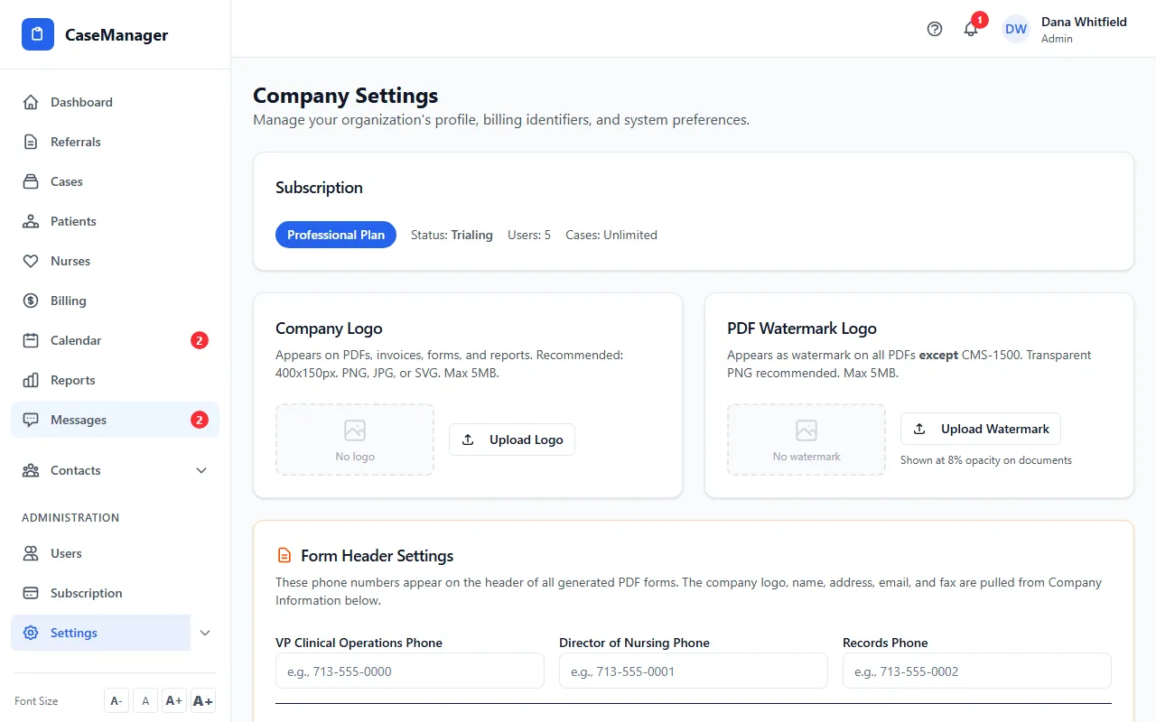 Step 1: Go to Administration > Settings and scroll to Email Configuration. Find the Company email box.