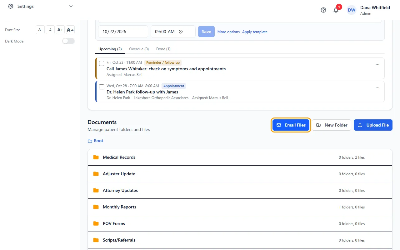 Step 1: Open the patient and click the Documents tab.