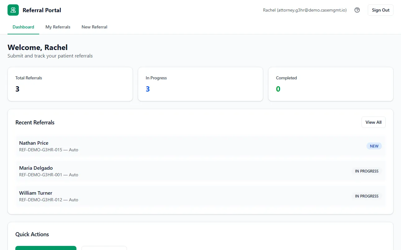 Step 1: Sign in on the Referral Source Portal page with Sign In to Portal. (The staff sign-in page works too and sends you to the portal.)