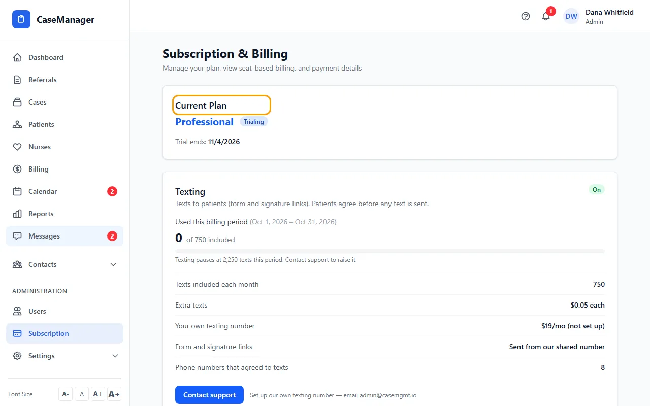Step 1: Go to Administration > Subscription.