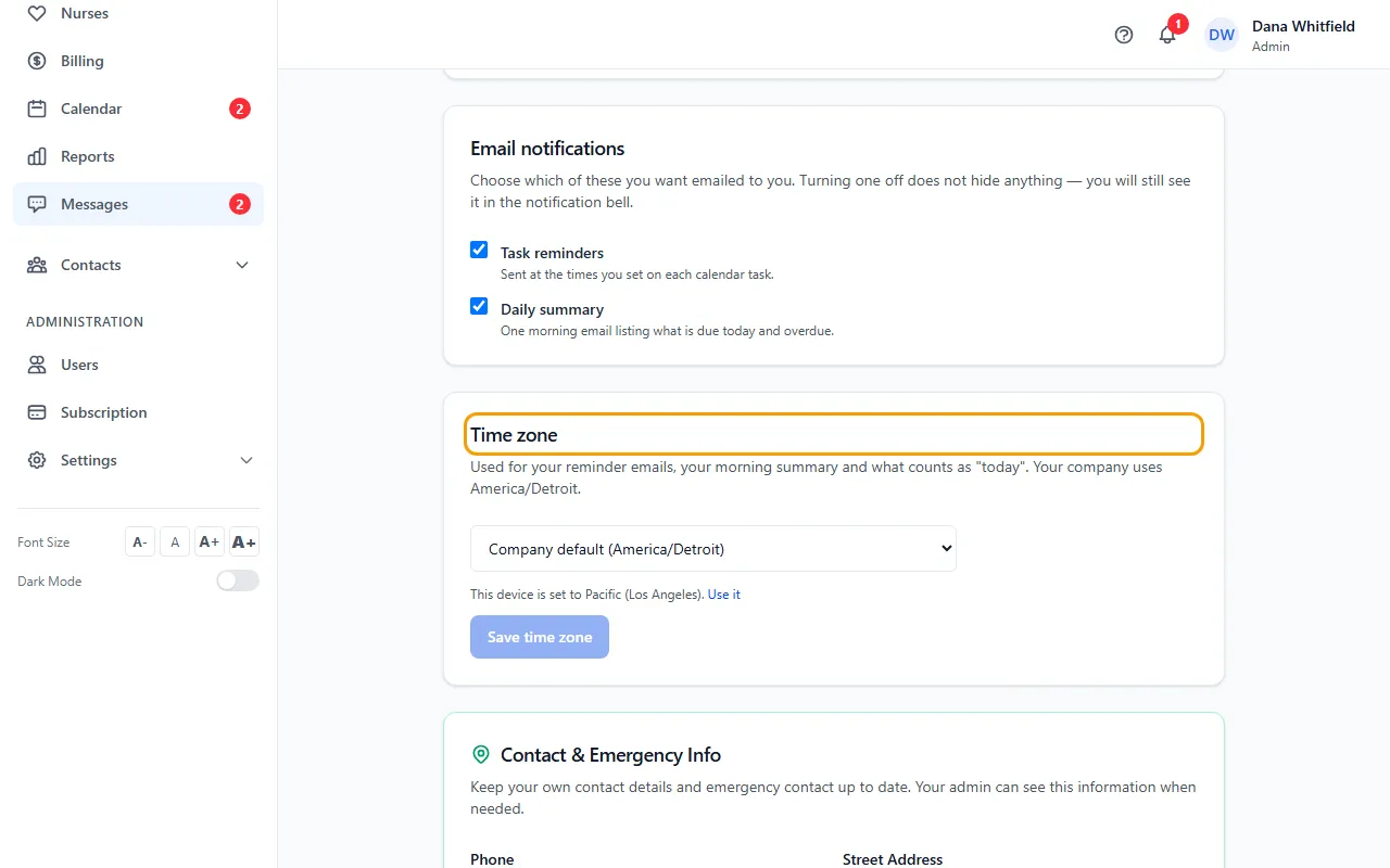 Step 1: Click your name at the top right and choose My Settings.