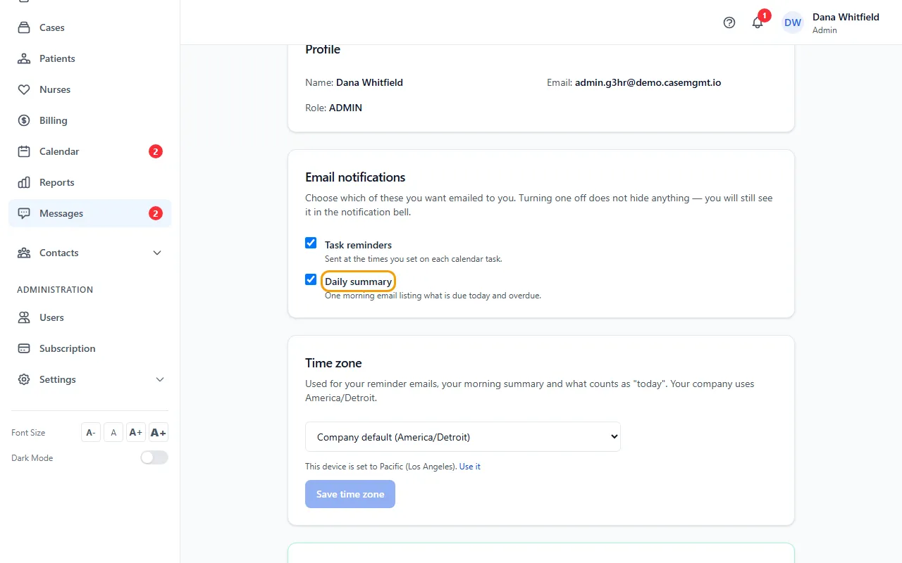 Step 1: Click your name at the top right and choose My Settings.