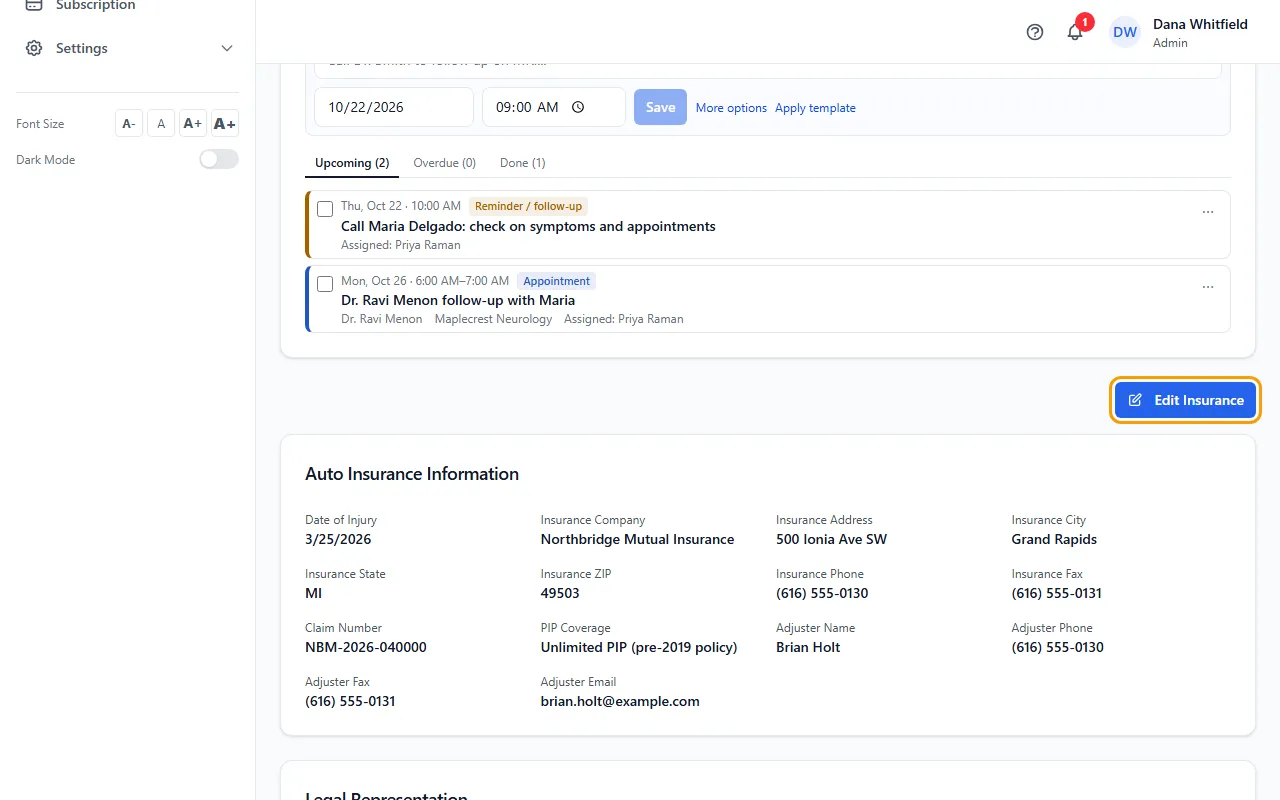 Step 1: Open the patient and click the Insurance & Claims tab.