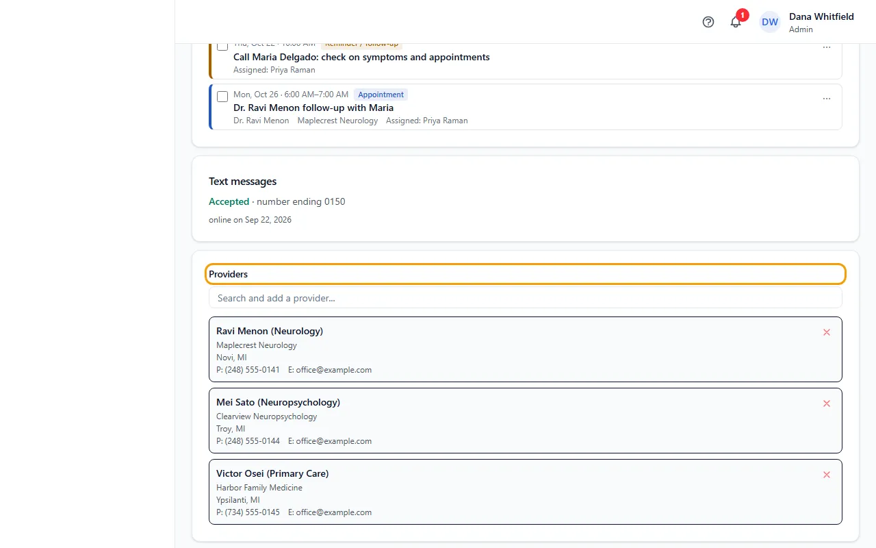 Step 1: Open the patient and find the Providers card on Overview.