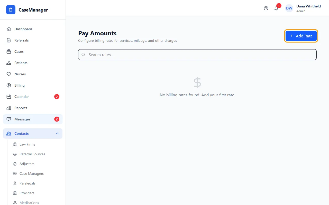 Step 1: Open Contacts > Pay Amounts.