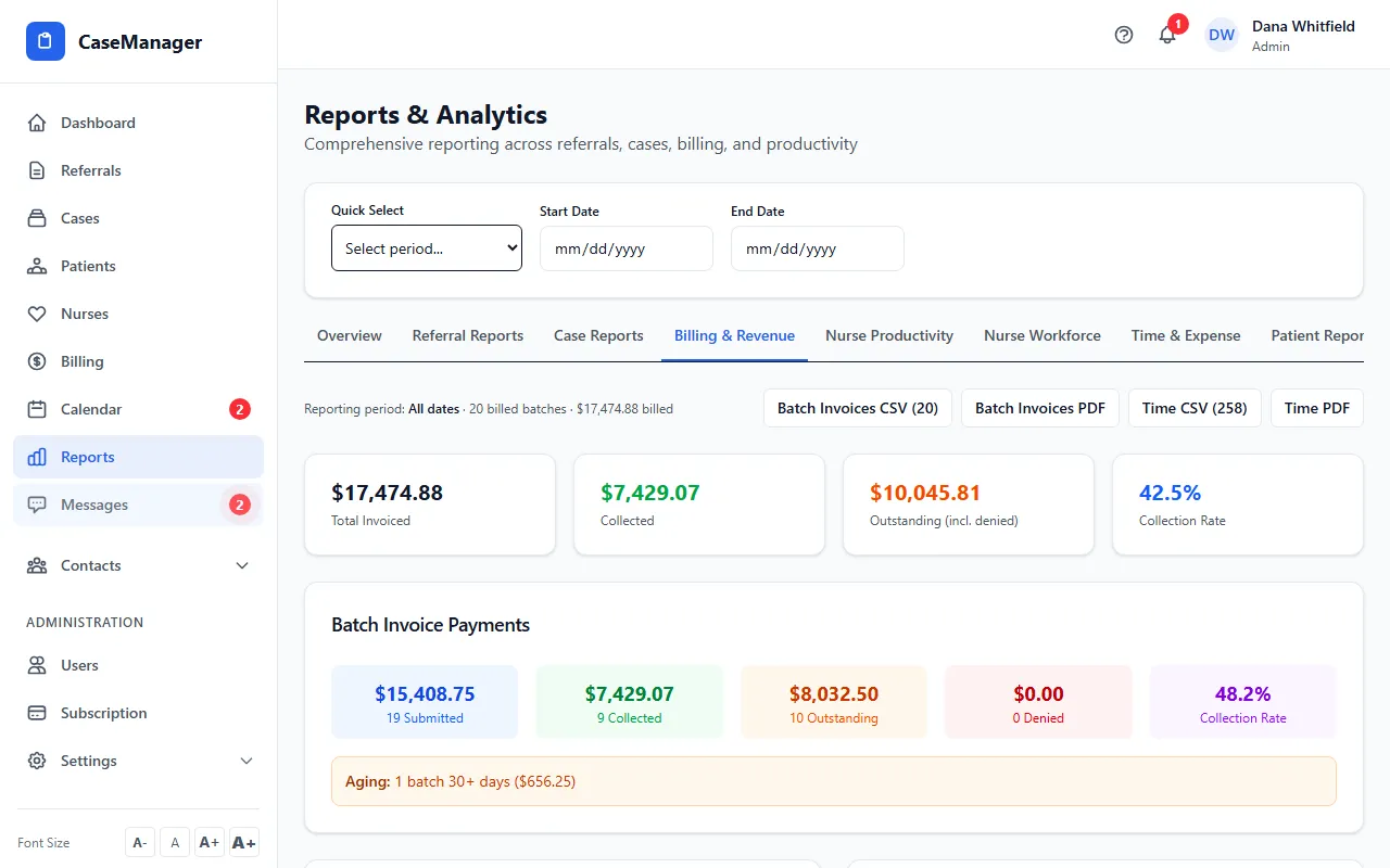 Step 1: Open Reports and click Billing & Revenue.