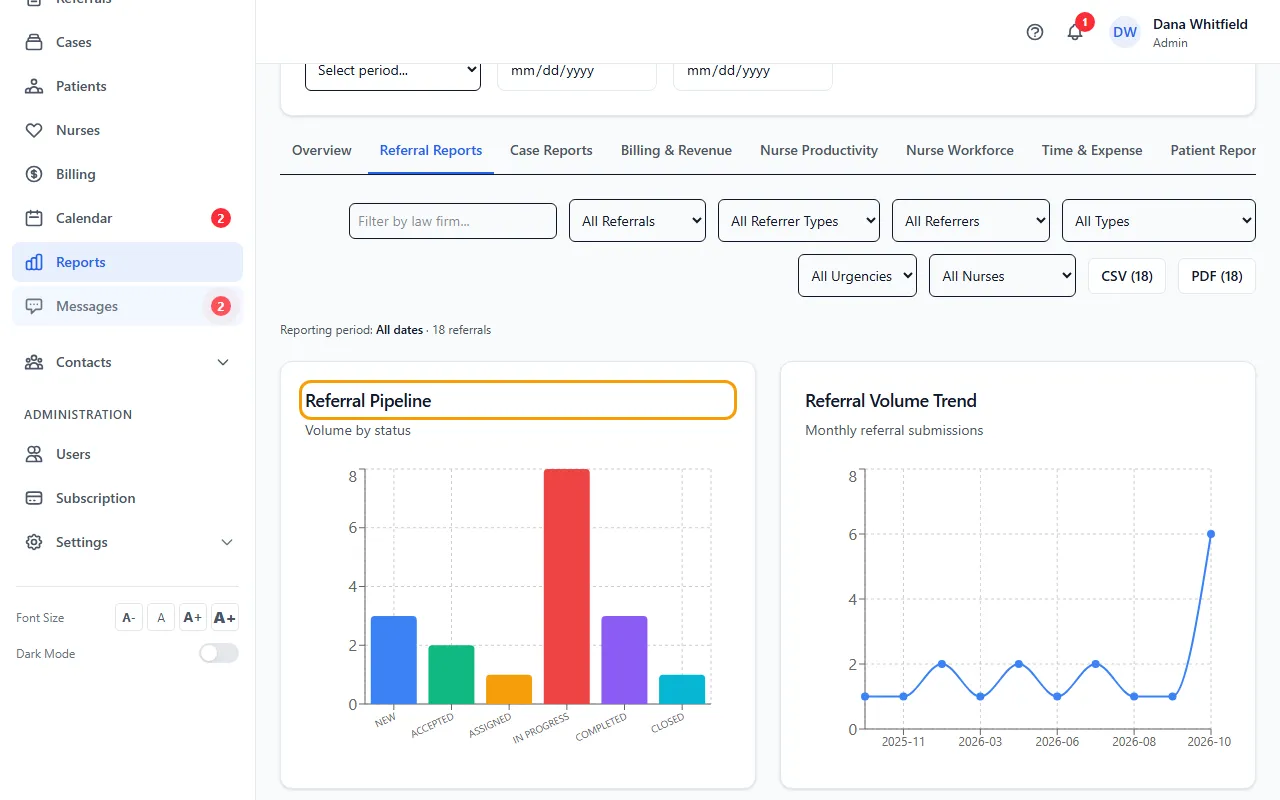 Step 1: Open Reports and click Referral Reports.