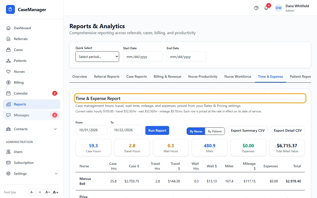 Step 1: Open Reports and click Time & Expense. It shows this month so far.