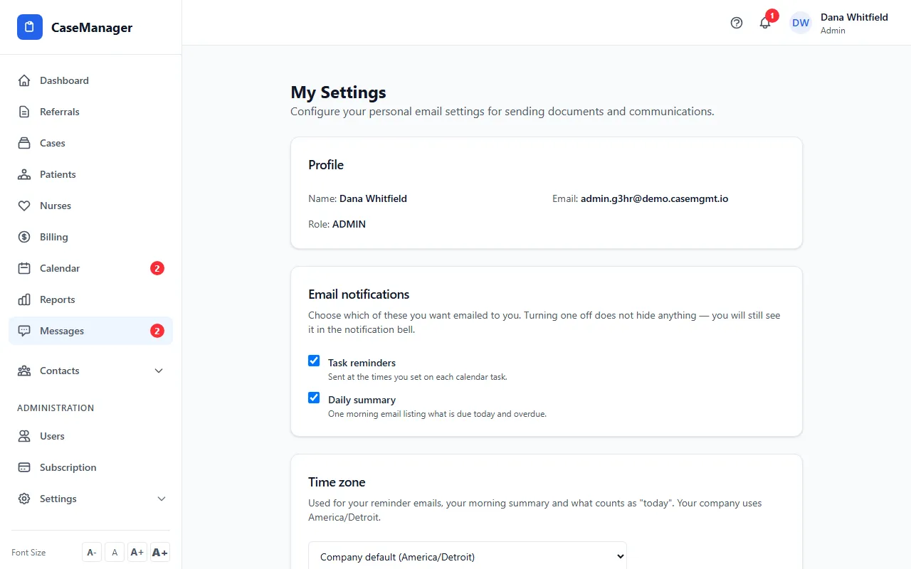 Step 1: Open My Settings and find the Text messages card.