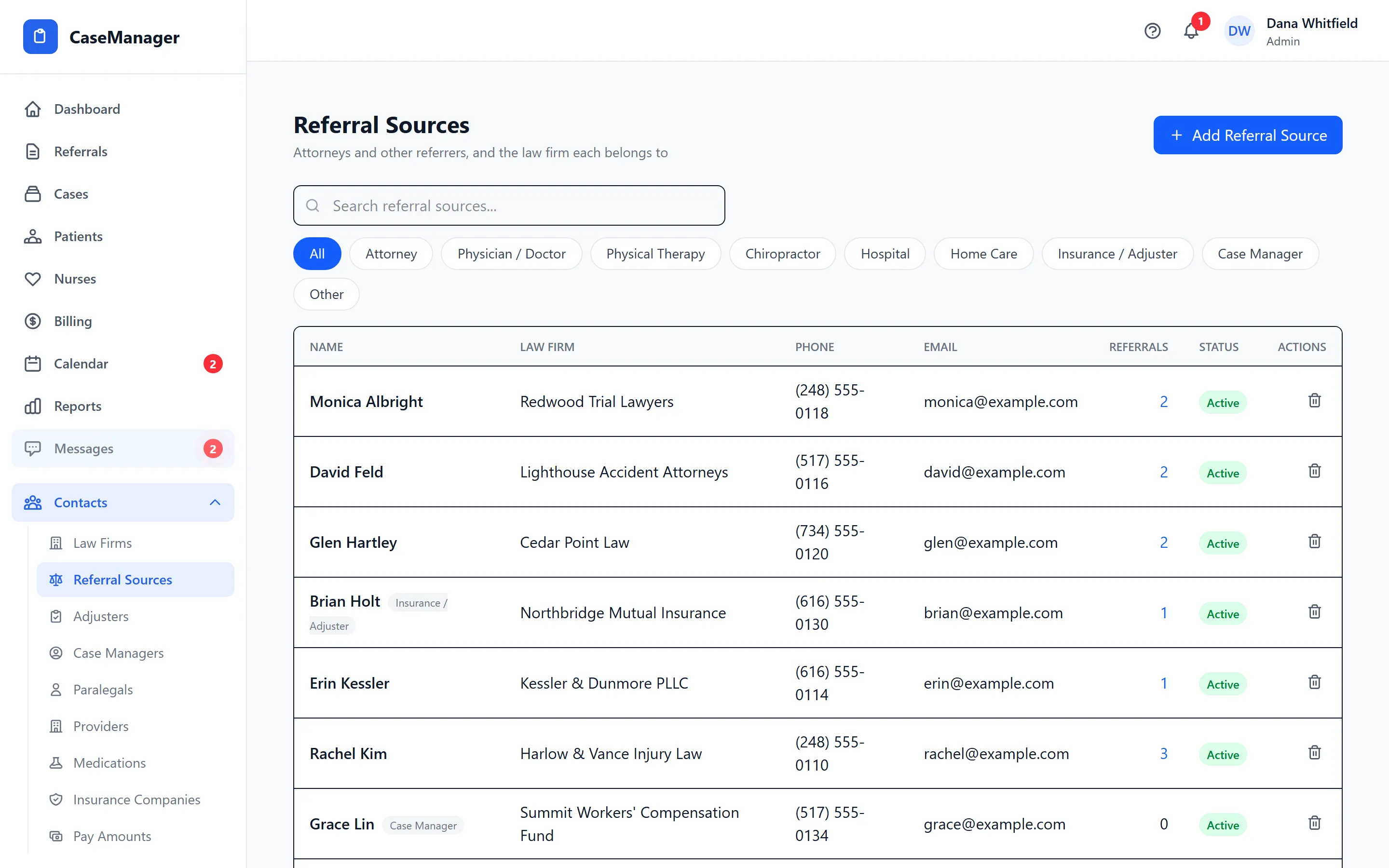 The referral sources directory: attorneys, adjusters and their firms